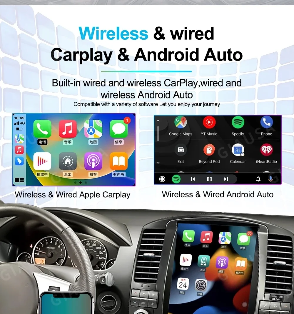 

Автомобильный радиоприемник, беспроводной Carplay для Nissan Pathfinder R51 2008-2012, Android, стерео, GPS-навигация, мультимедийный видеоплеер, головное устройство