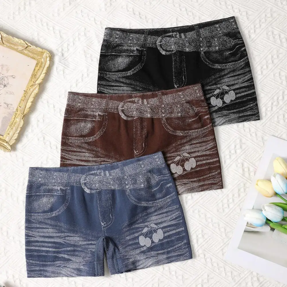 

Imitation Denim Shorts for Women High Waisted Skinny Fake Jean Shorts Stretch Boyshort Panties Ladies Boxer Briefs Underwear