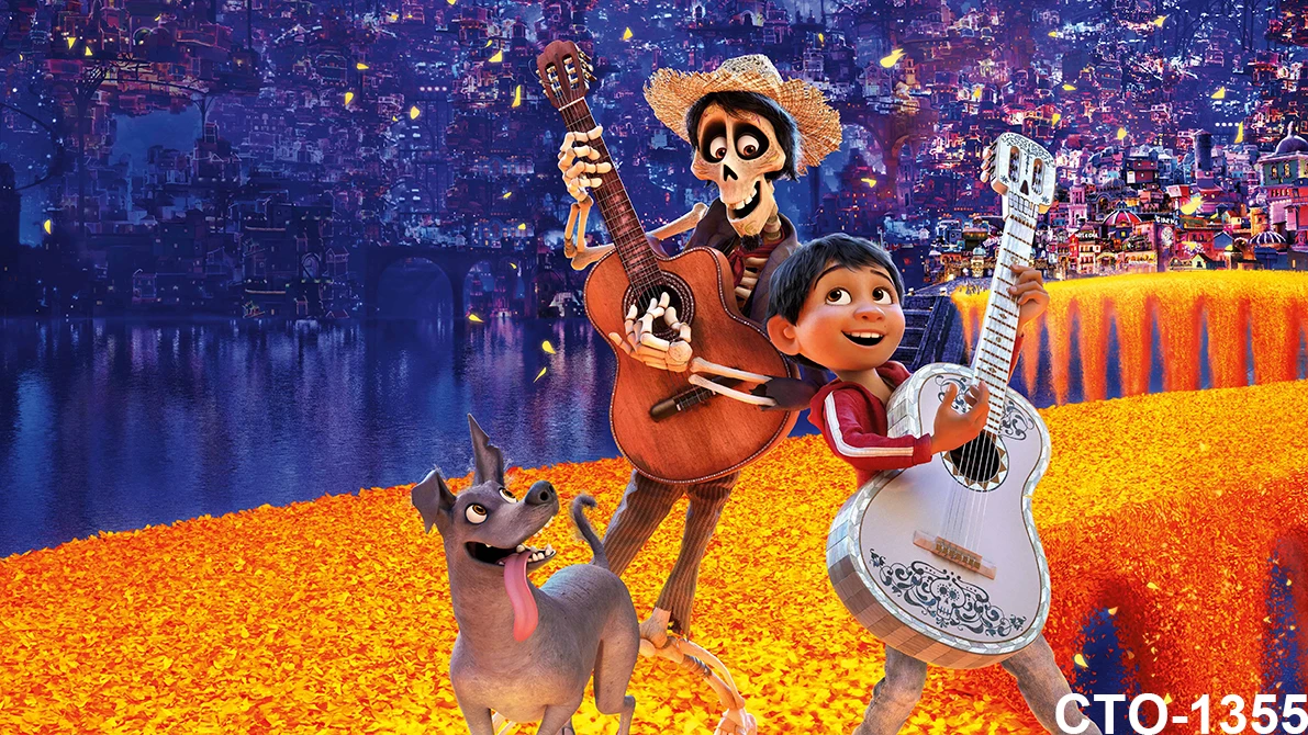 خلفية تصوير فوتوغرافي من كوكو يوم الموتى، حفلة عيد ميلاد سعيد، خلفية صور، أغشية دعائم الاستوديو، لافتة تزيين