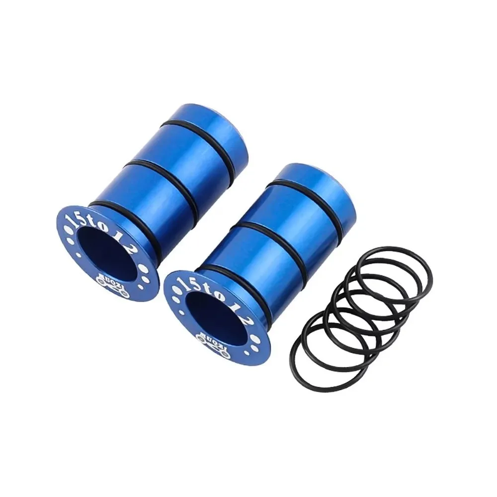 2Pcs 15mm To 12mm Bike Hub Thru Axle Adapter Aluminum Alloy Stable Thru Axle Side Cover Adapter with Spare Sealing Ring Colorful