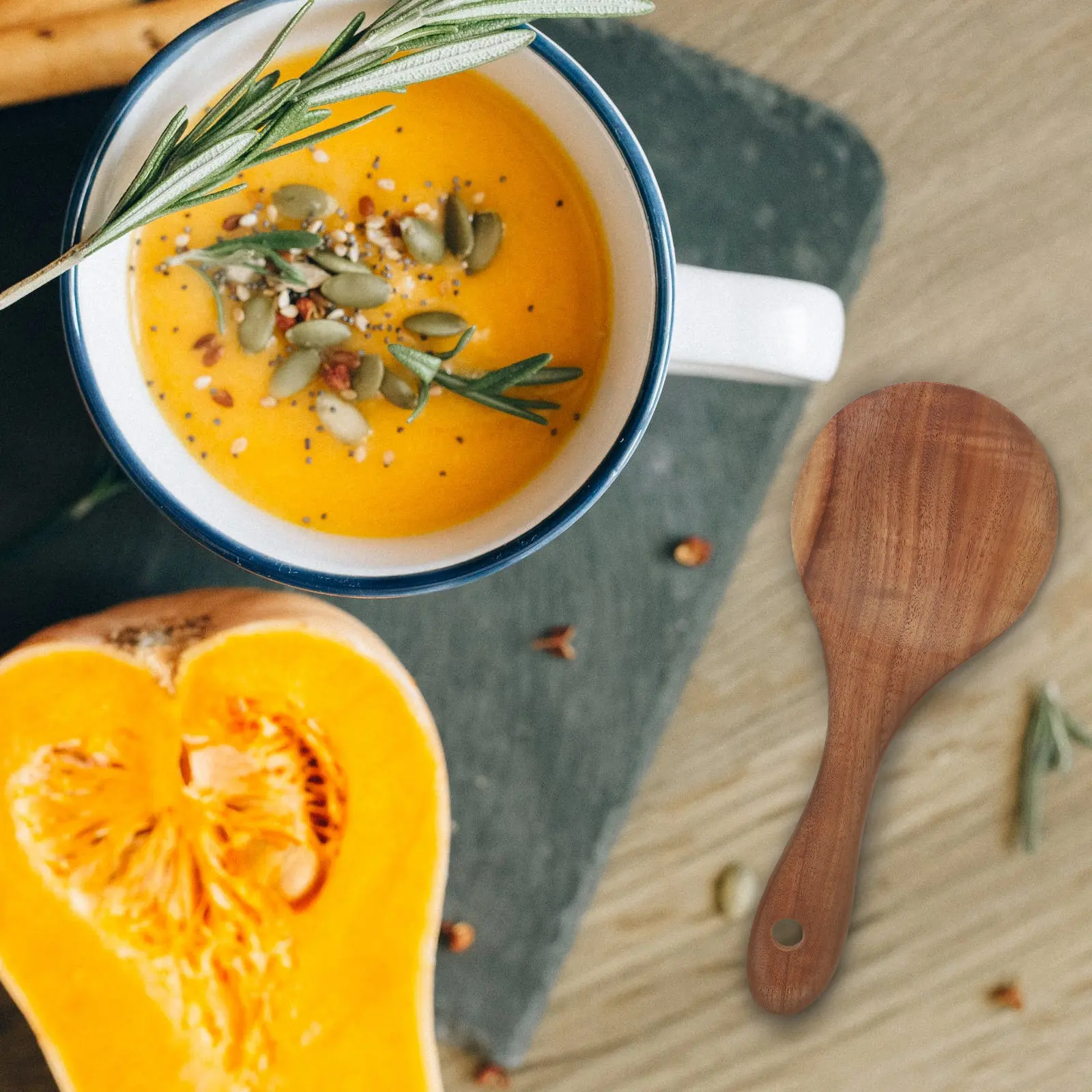 Cuchara de arroz de madera de gran tamaño con mango liso, espátula multiusos para servir sopa, arroz con leche, café, curry, utensilio de cocina