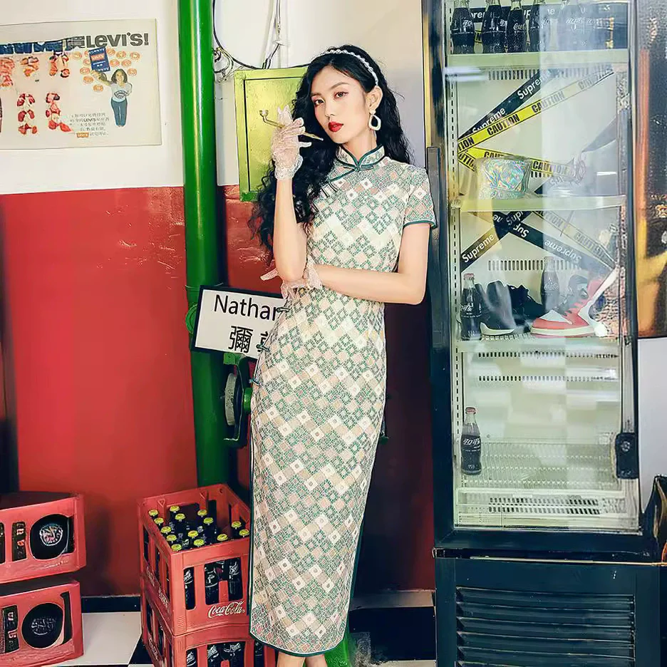 Classical Ethic Style Cheongsam Women Sexy Qipao Vintage Button Down Chinese Style Dress Improved Chinese Vestidos Party Costume