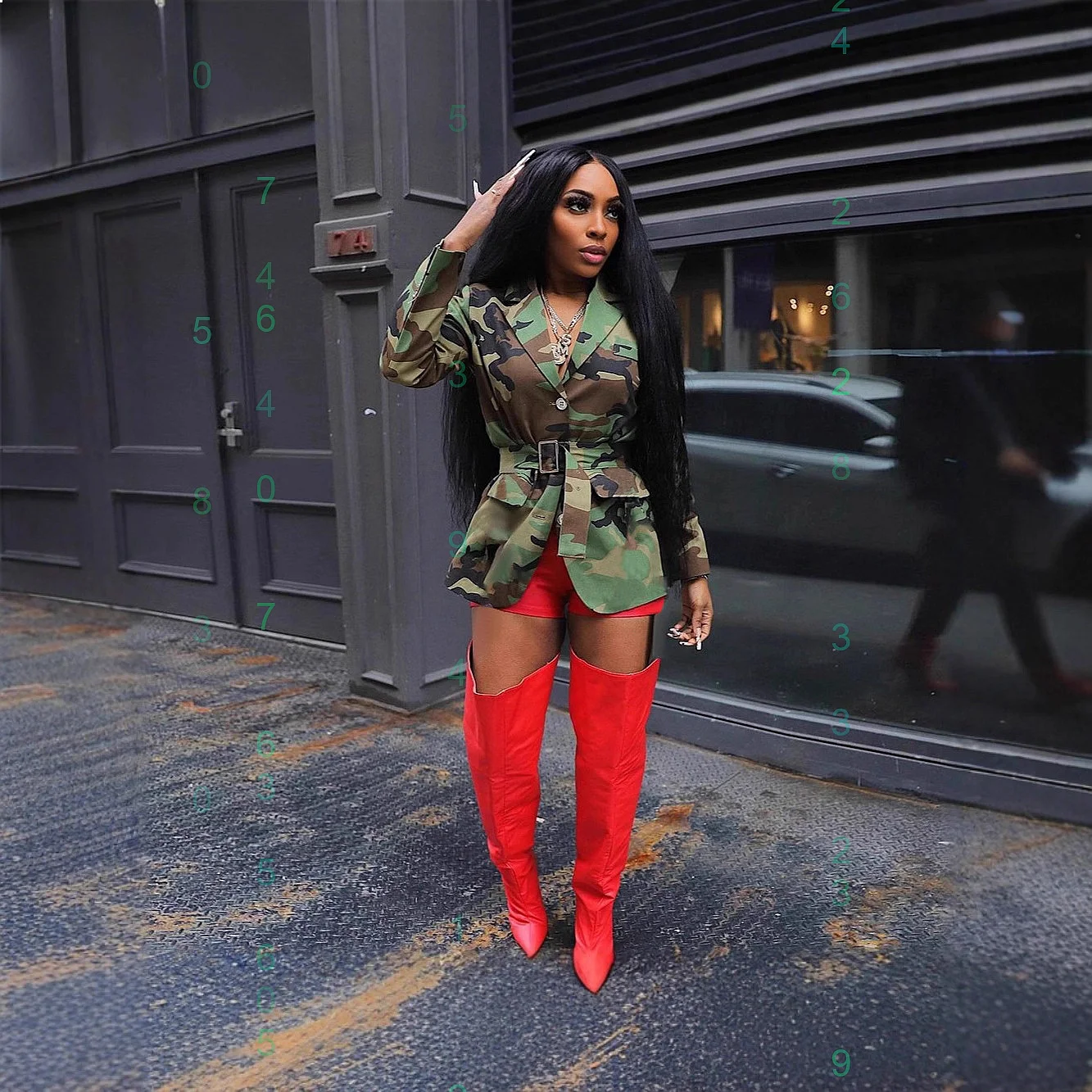 

Camouflage Belted Shirt Jacket Women Casual Coats Spring Summer Outerwear Tops Blouse