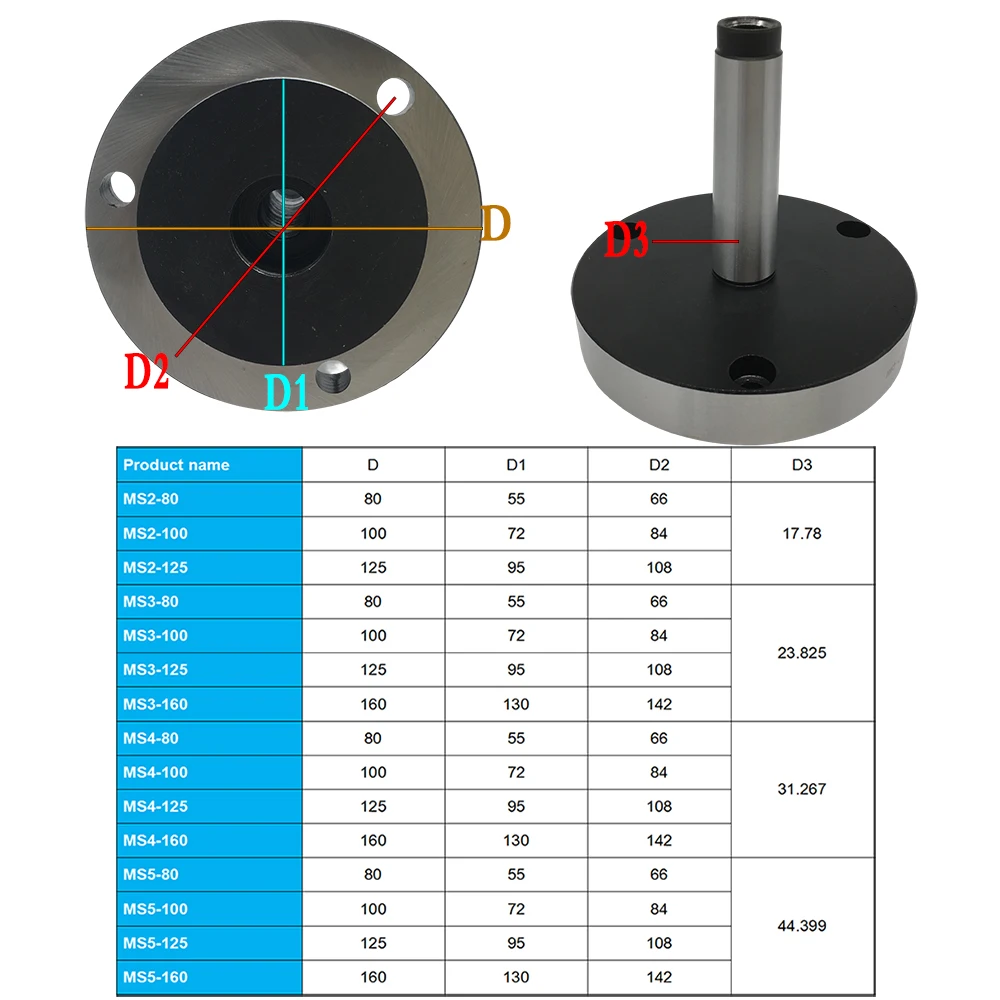 80mm,100mm,125mm,130mm,160mm Flange Connector MS2,MS3,MS4,MS5 Taper Shank for K11,K12 Series 3 Jaw 4 Jaw Chuck K11-80 K12-80