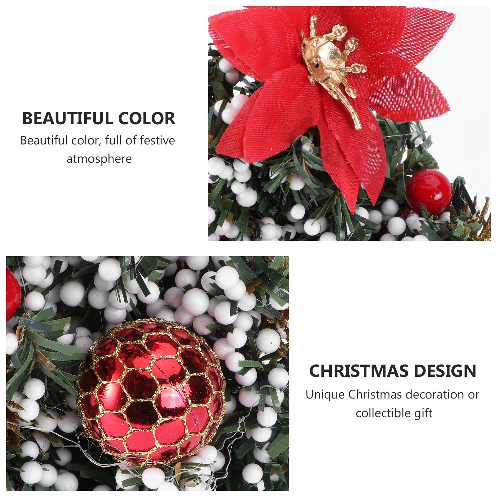 

Mini Christmas Tree Artificial Tabletop Xmas Decor For Home Office Bedroom Living Room Pinecone Bows Red Flower Ornaments