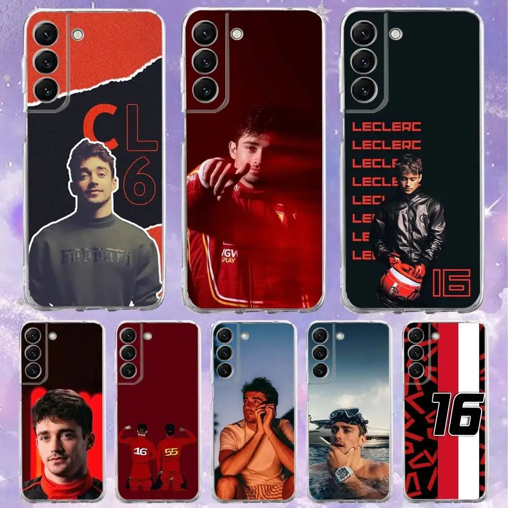 

C-Charles L-Leclerc 16 Phone Case For Samsung S24,30,21,22,23,20 FE,lite,PIus,Ultra,5G,Note,9,10 Transparent Cover