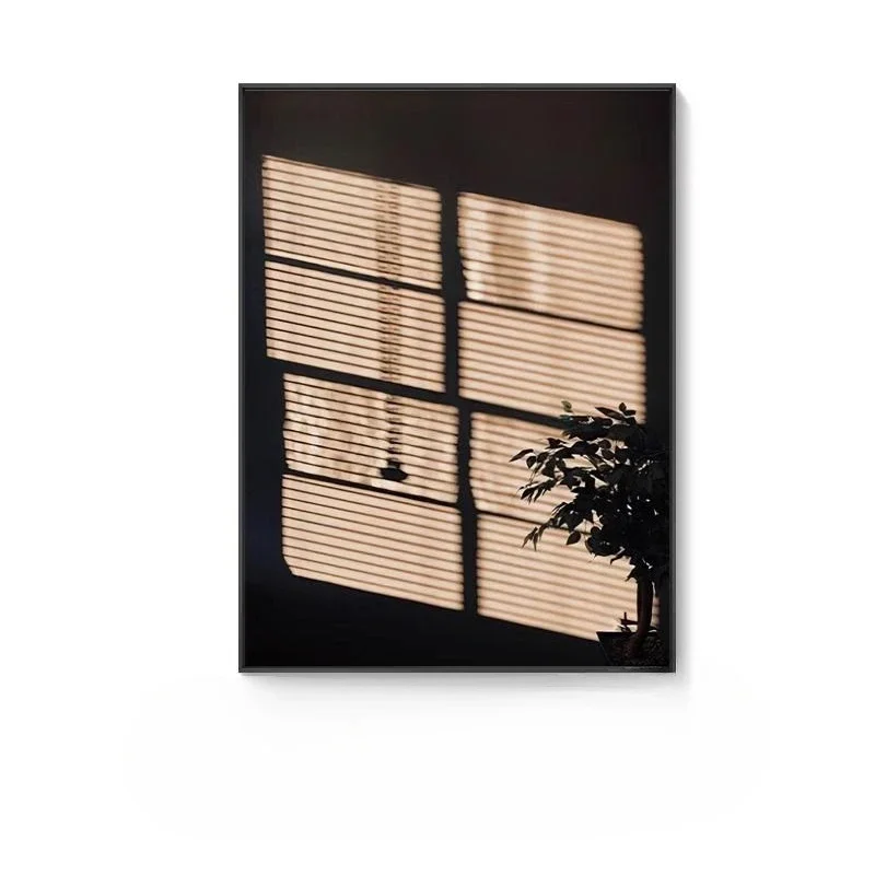 Nordic style false window light and shadow plant decorative painting