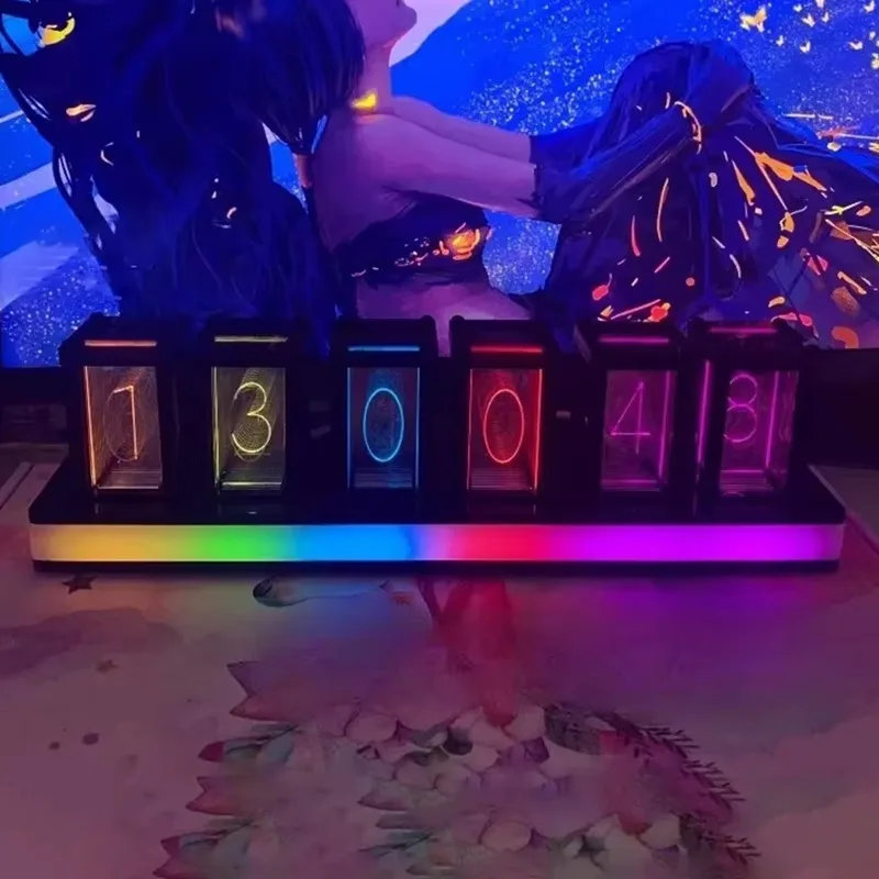 

RGB Technology Desk Clocks Led Digital Table Clocks DIY Creative Gaming Computer Desktop Silent Decoration and Accessories Gift