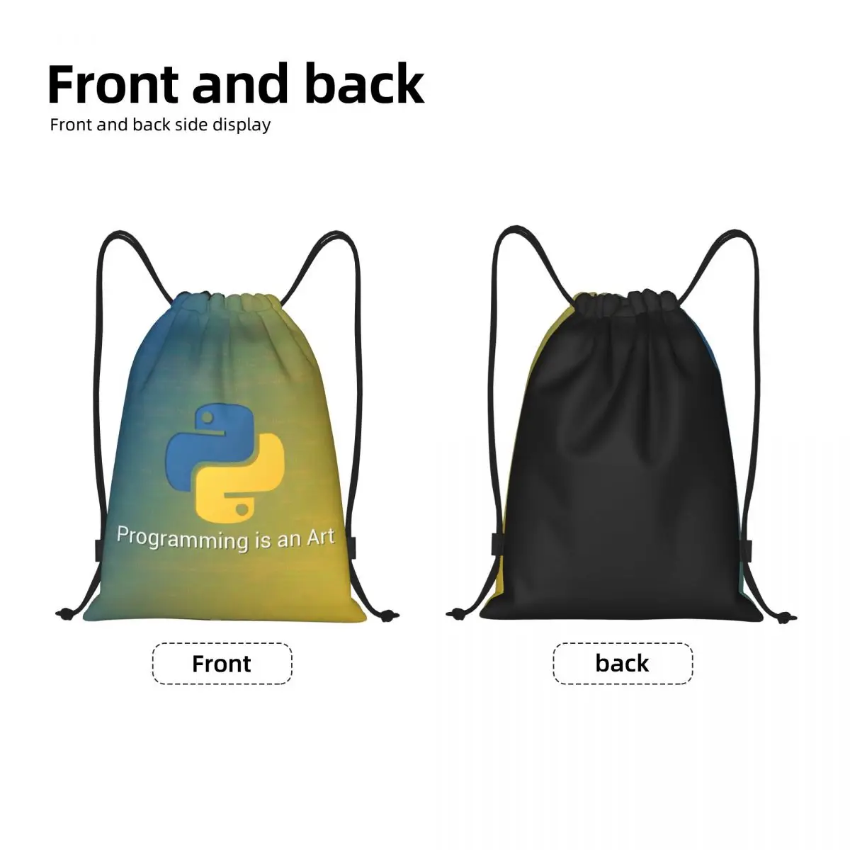 Programmer Computer Developer Python Drawstring Backpack Sports Gym Bag for Women Men Programming Coder Shopping Sackpack