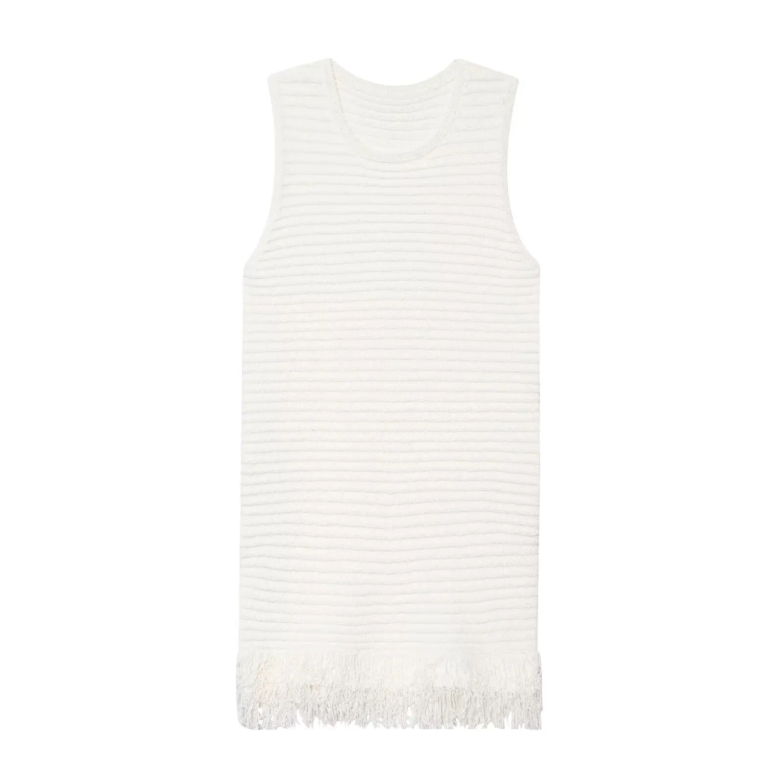 Maxdutti الخريف والشتاء الملابس النسائية الحد الأدنى بلون تانك فستان فرنسي أنيق شرابة فستان محبوك صغير للنساء