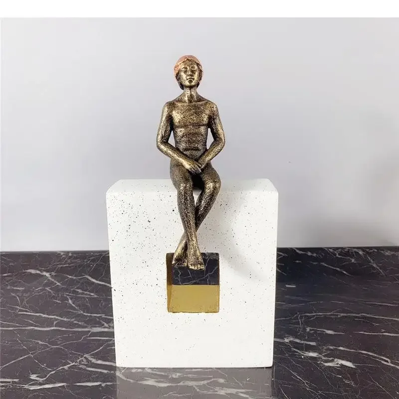 

#For European Style Resin Sitting Man Ornament Human Sculpture Living Room Decoration Crafts New Home Gift Decor Accessories^