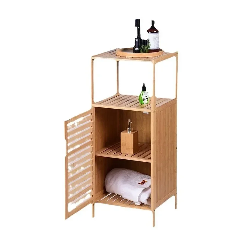 Bamboo Bathroom Storage Basket Kitchen Home Living Room Bedroom Multifunctional Locker Floor-to-ceiling Space