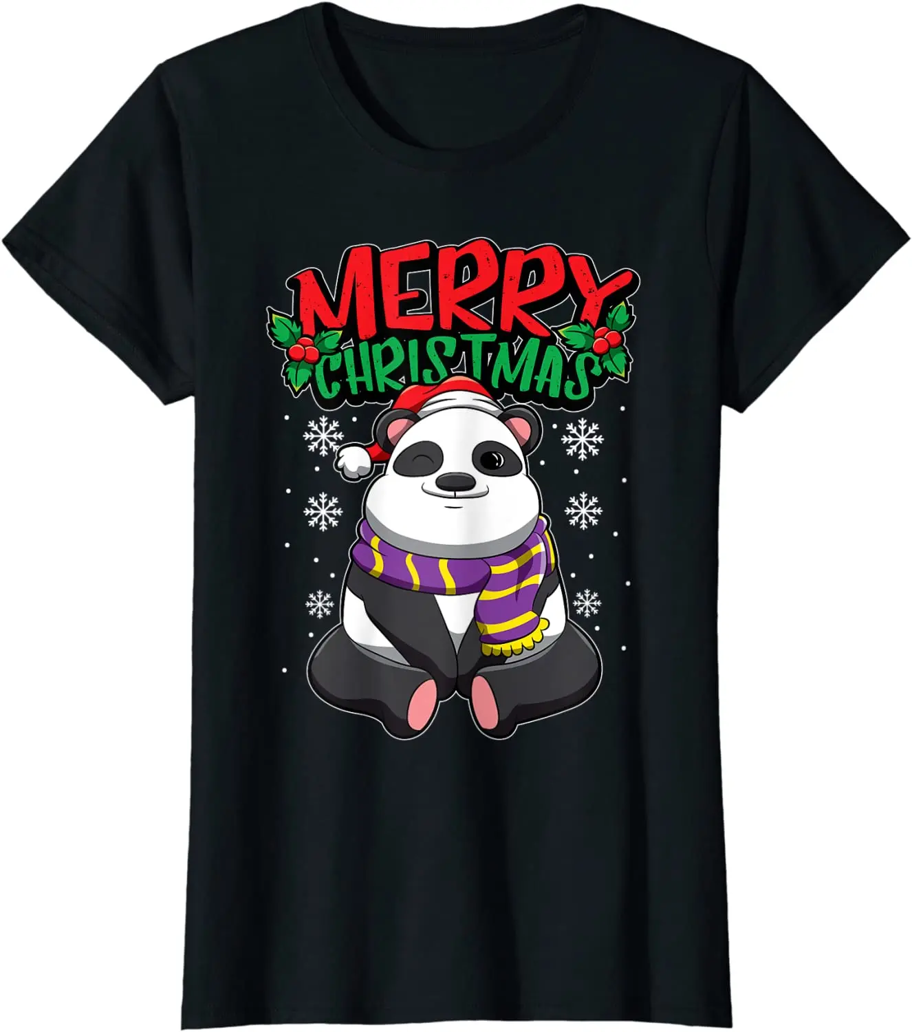 Christmas Panda Bear - Sweet Christmas Animals T-Shirt 100% Cotton O-Neck Summer Short Sleeve Casual Mens T-shirt Size S-3XL