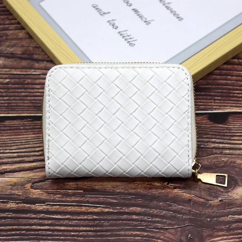 Fashion Woven Women's Wallet Short And Simple Card Bag Zipper Coin Purse