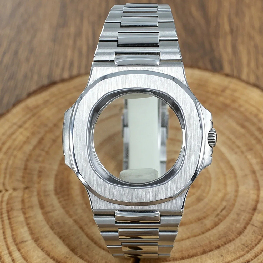 

43mm 9015 Watch Accessories Sapphire Glass for Miyota 9015 Mechanical Movt Ultra-thin Nautilus Watch Case With Bracelet 316L MOD
