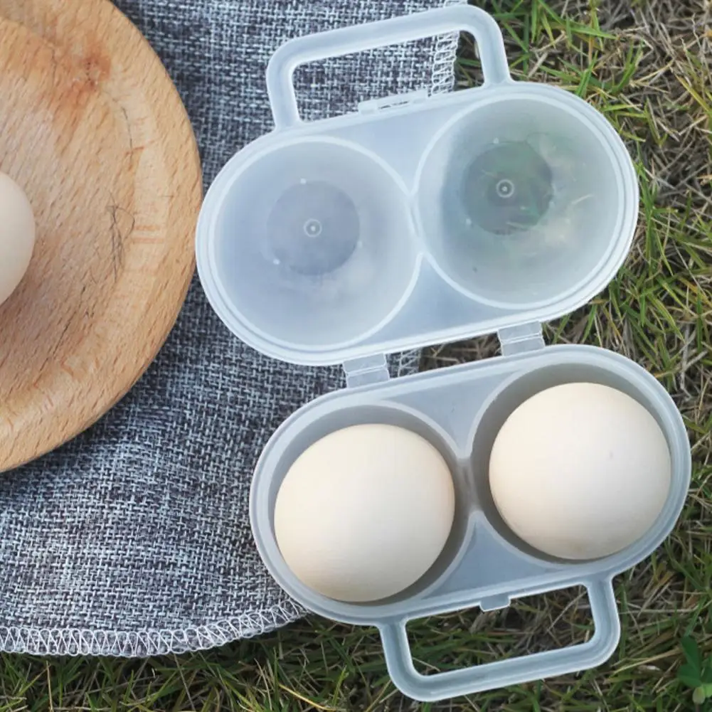 Portable Egg Container Outdoor Egg Storage Box Portable Egg Box with 2 Compartments Leakproof Plastic Holder for Camping Travel