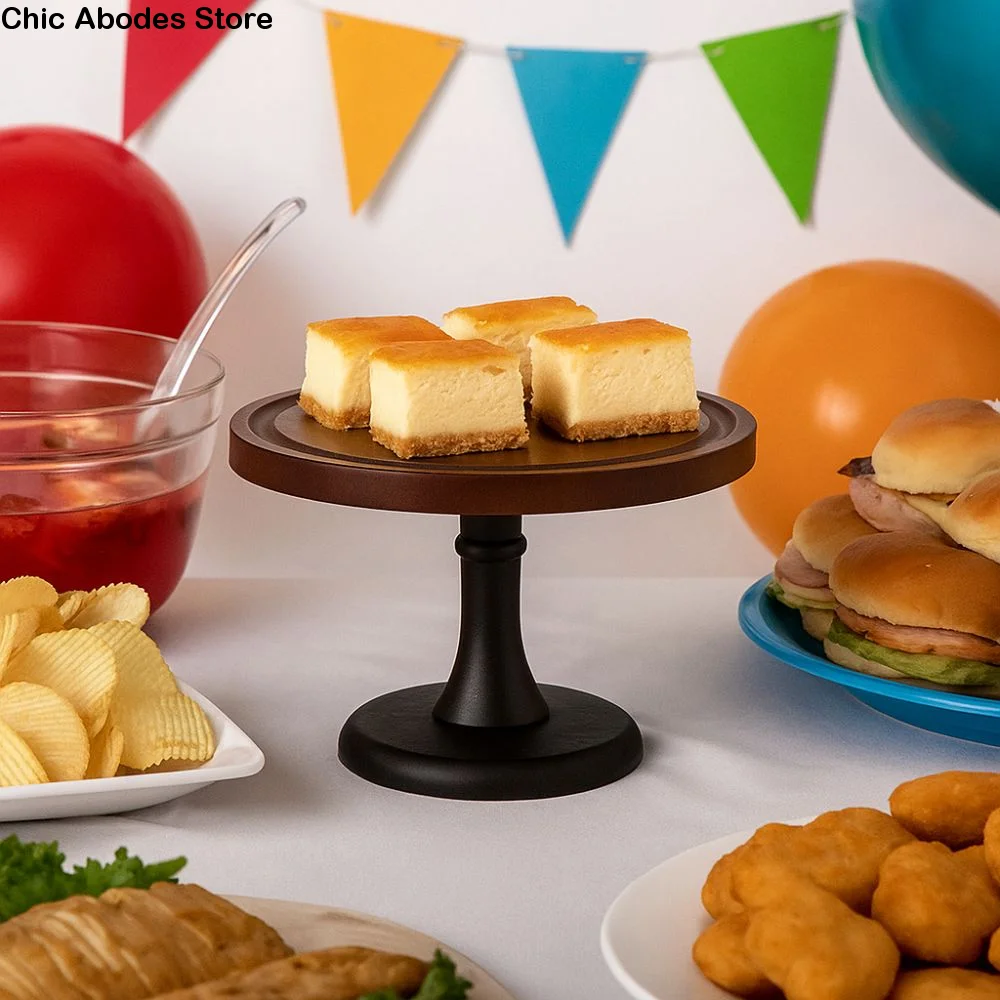 

8-дюймовая деревянная подставка для торта с высоким основанием, бытовая тарелка для демонстрации кексов круглой формы, поднос для хранения фруктовых закусок, свадебный