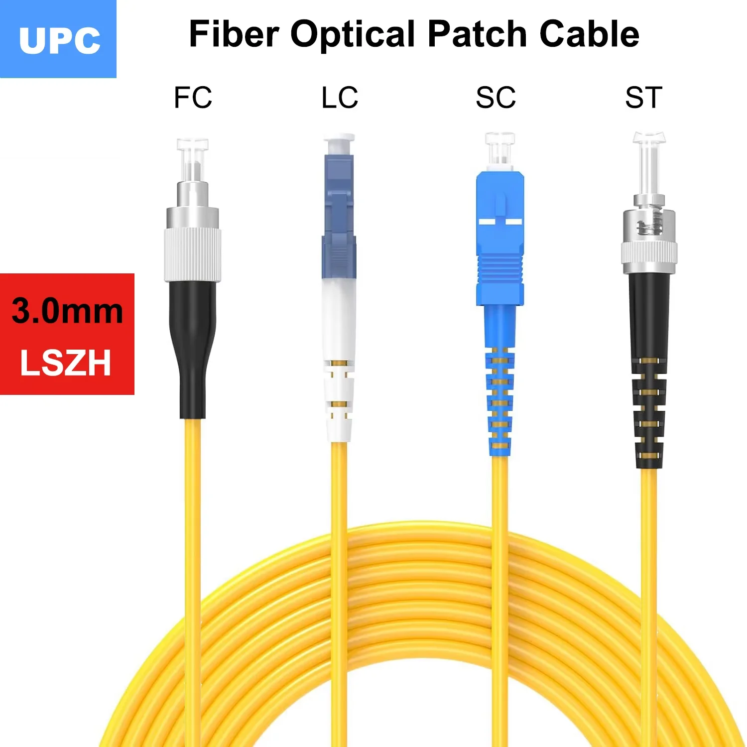 LC/SC/FC/ST UPC Fiber Optical Patch Cable Single mode Simplex Duplex 3.0mm LSZH OS2 Fiber Optic Cord 1m/5m/10/15m/30m