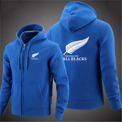 Imagen 2 del producto \ Sudaderas con capucha con cremallera de Rugby para hombre, chaqueta informal con cremallera, abrigos de lana, sudaderas con capucha Harajuku de otoño, ropa de calle deportiva