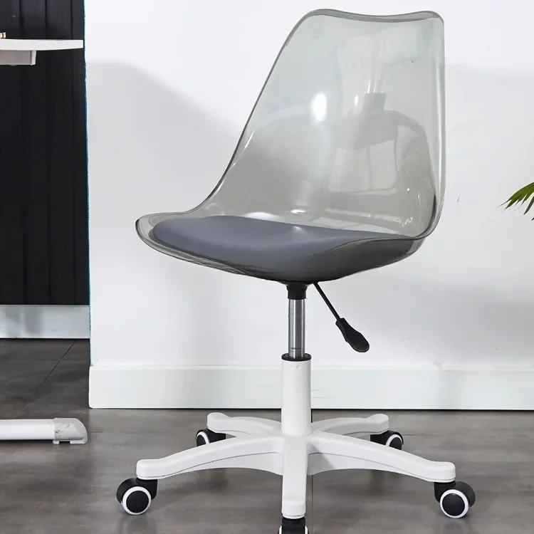 

'Manufacturer Sales Rotate Lift Ergonomic Office Study Computer Clear PET Shell PU Modern Negotiation Single Dining Chair