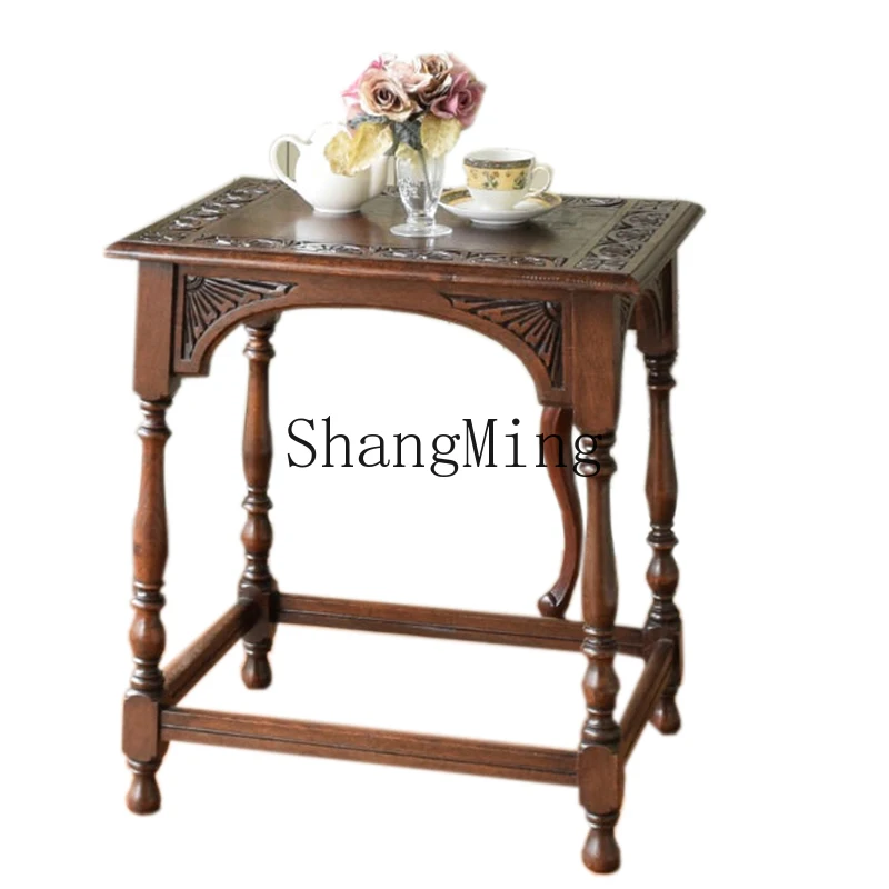 

CL retro small coffee table corner table engraved mini small living room sofa cabinet coffee