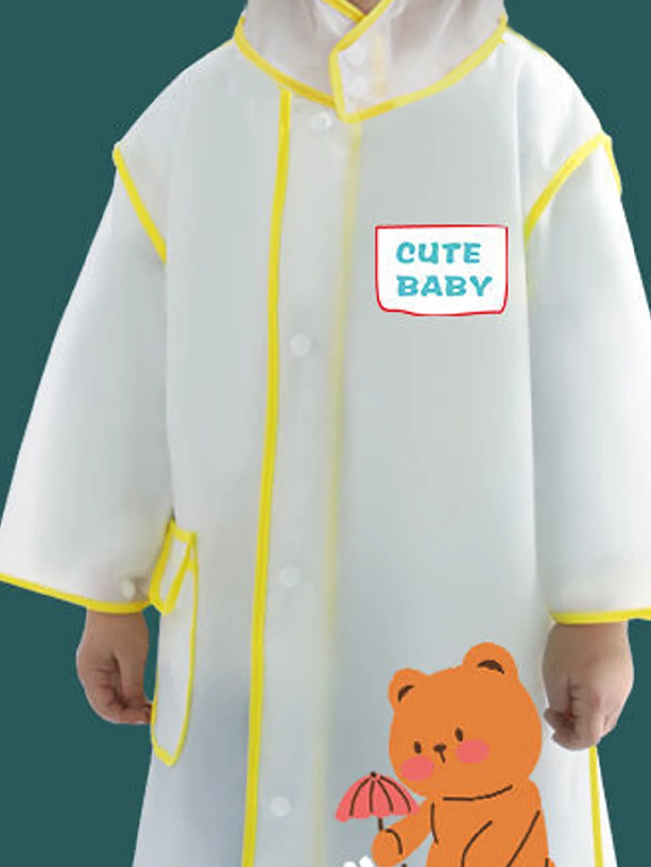 Children\'s raincoat Boys and girls kindergarten primary school backpack cartoon cape waterproof poncho cartoon bear style