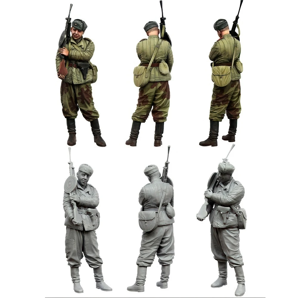 

Resin Model figure soldier, 1/35 Soviet soldier WW2. ( 1943 - 1945 ), GK, WWII military theme, Unassembled and unpainted kit