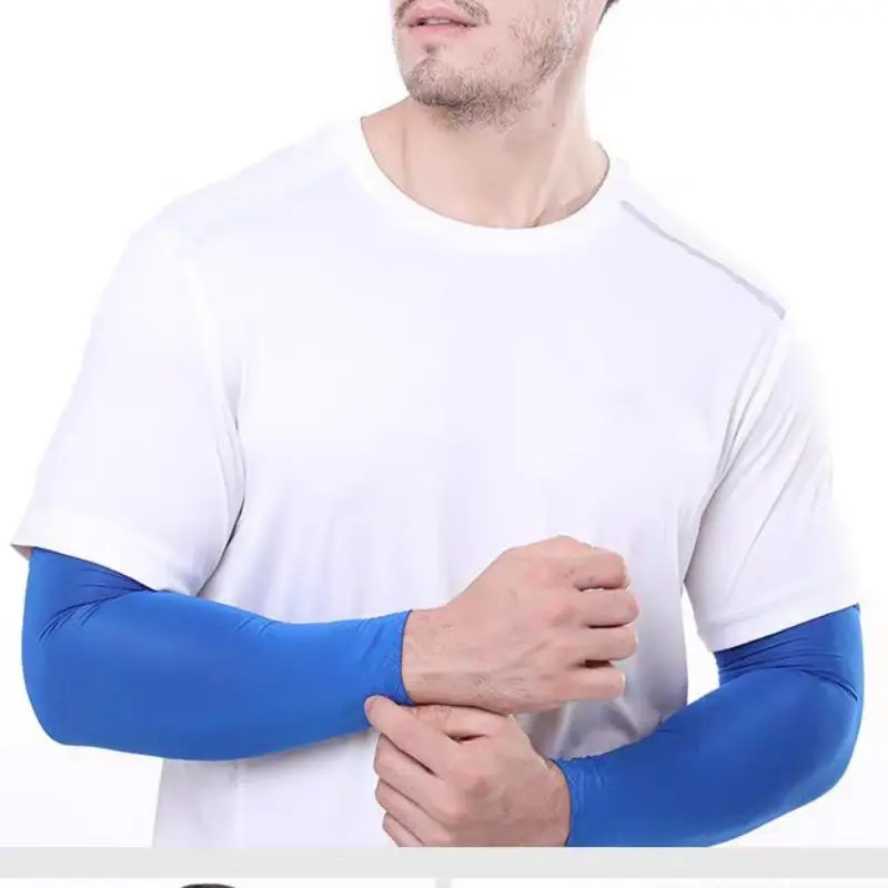 

1Pair Ice Silk Breathable Arm Sleeves Men Fitness Basketball Elbow Pad Anti-UV Hand Cover Women Outdoor Sport Cycling Arm Warmer