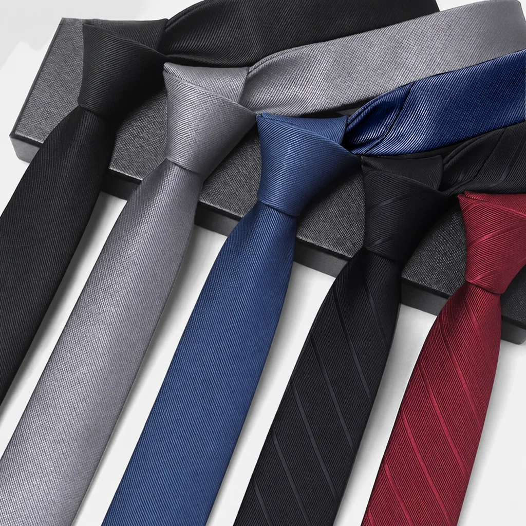 Men's Hand-Tied Narrow Tie 7.5cm (2.95in) with Twill, Fine Lines, and Coarse Lines in Black, Gray, Blue, and Multiple Colors for Business, Weddings, Groomsmen, Interviews, Graduation Photos, Banquets, and Formal Wear