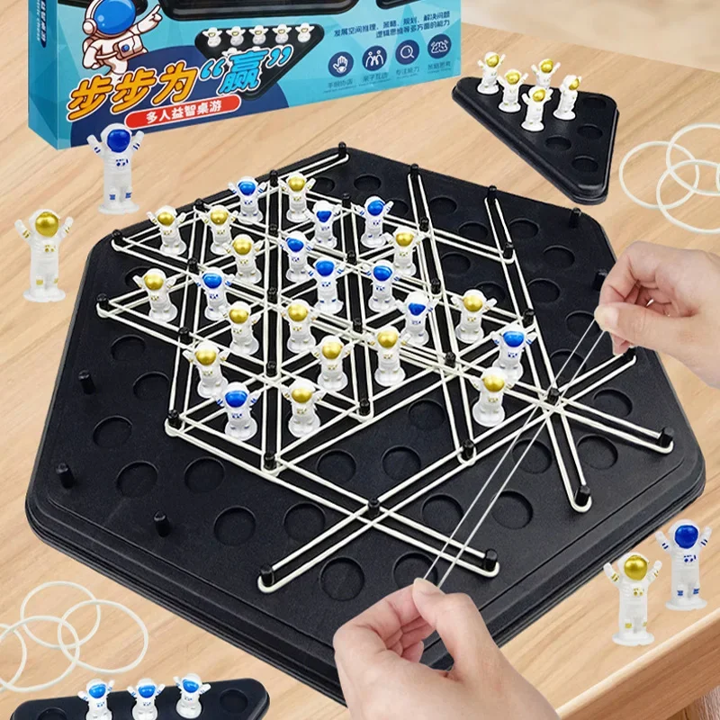 New Astronaut Triangle Chess Desktop Game Rubber Band Multiplayer Family Interaction Exercise Thinking Geometry Chain Chess Toys