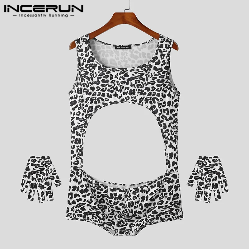 Sexy Style New Men\'s Homewear Bodysuits Fashionable Casual Male Hot Selling Zebra-stripe Sleeveless Jumpsuits S-5XL INCERUN 2023