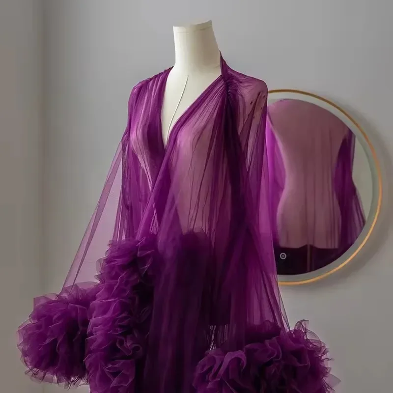 

Bridal Tulle Robe Maternity Pohotoshoot Marabou Photography Dresses Photographie de vêtements de maternité baby shower