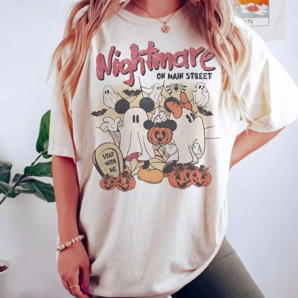 

Disney Mickey Minnie Nightmare Shirt Mickey's Not So Scary Party Kids T-Shirt Nightmare on The Main Street Mickey Ghost T Shirts