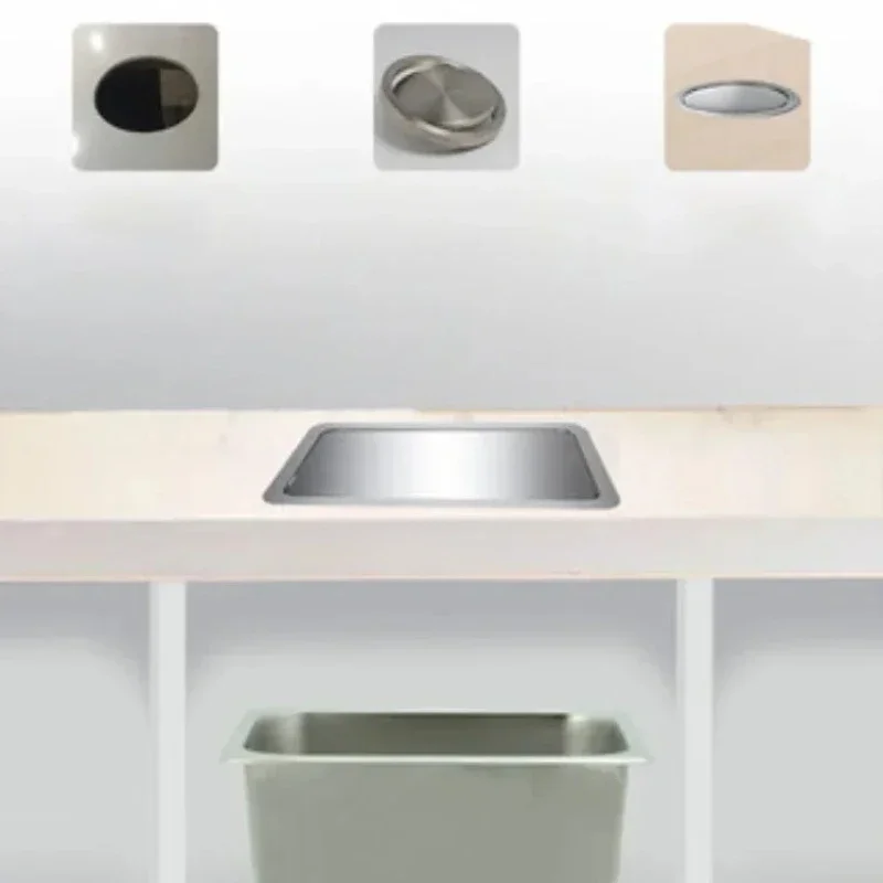 Hotel stainless steel embedded lid garbage bin lid household kitchen swing lid flip cover bathroom sink Tooling cover