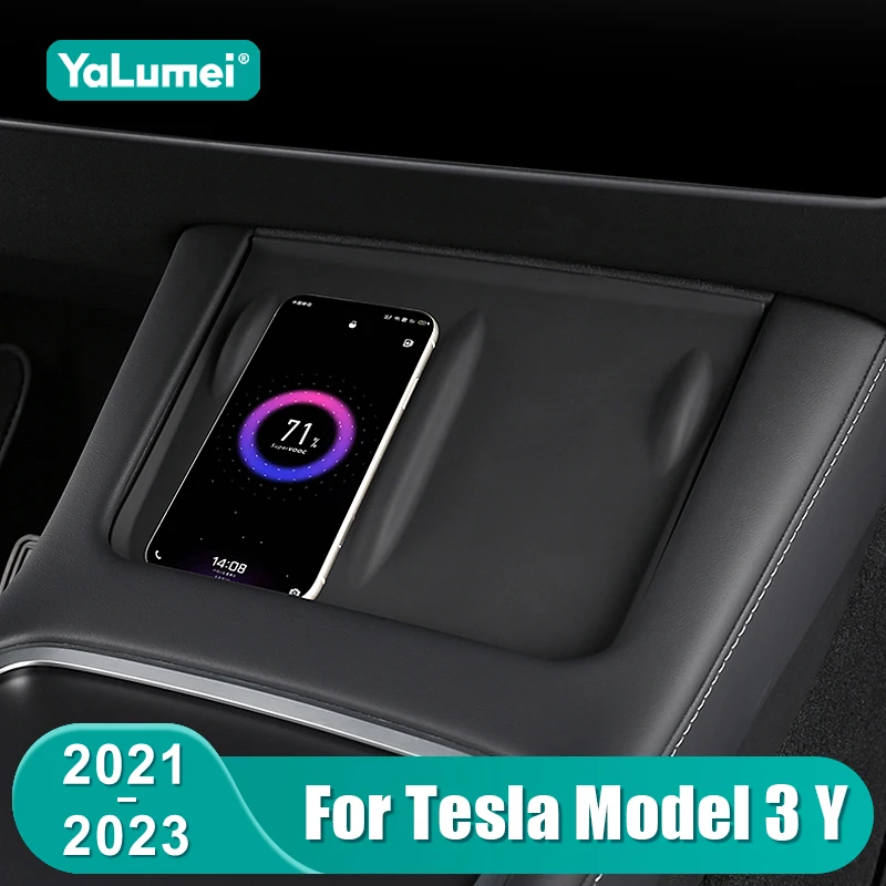 

For Tesla Model Y 2021 2022 2023 2024 Model 3 2021 2022 2023 Silicone Anti-skid Pad Phone Wireless Charging Pad Accessories