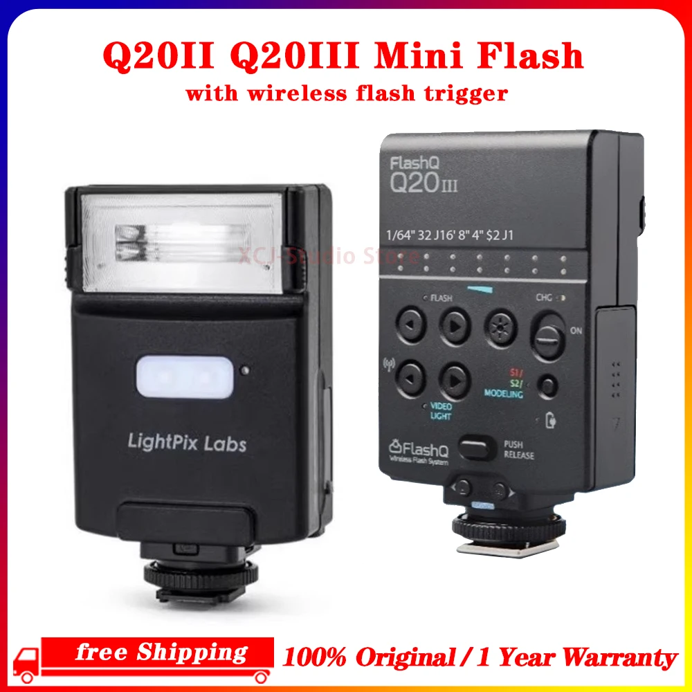 LightPix Fuji XM5 Sony ZVE10 Nikon Canon Universal On-camera 용 무선 플래시 트리거가 장착 된 새로운 Q20II Q20III 미니 플래시