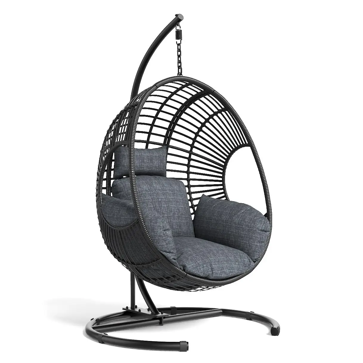 

42in Extra Wide Egg Chair Patio Swing 400lb Load Cushion & Cover Outdoor Stand, Customized