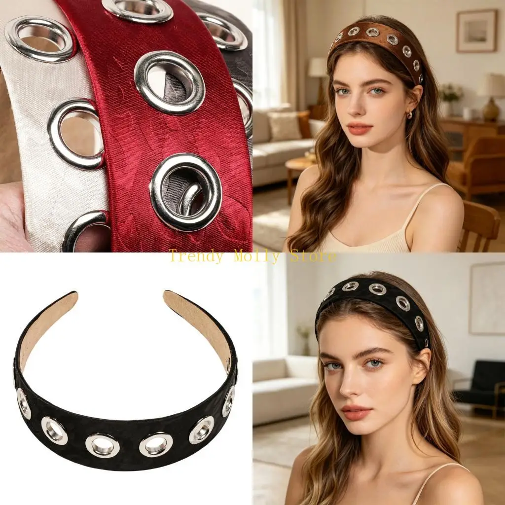 

N5KB Stylish Decorative Headpiece With Sturdy Metal Rings Comfortable Cloth Fabric Hair Hoop For Any Occasion