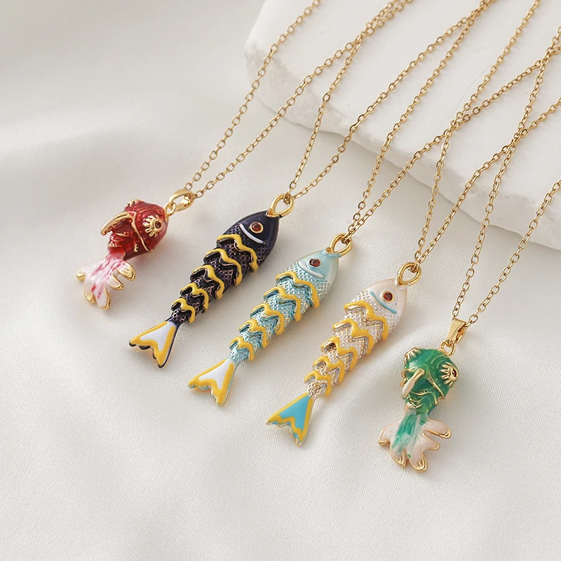 

Exquisite Ocean Small Fish Pendant Necklace for Women Stainless Steel Personalized Collarbone Chain Cute Luxury Jewelry Gift