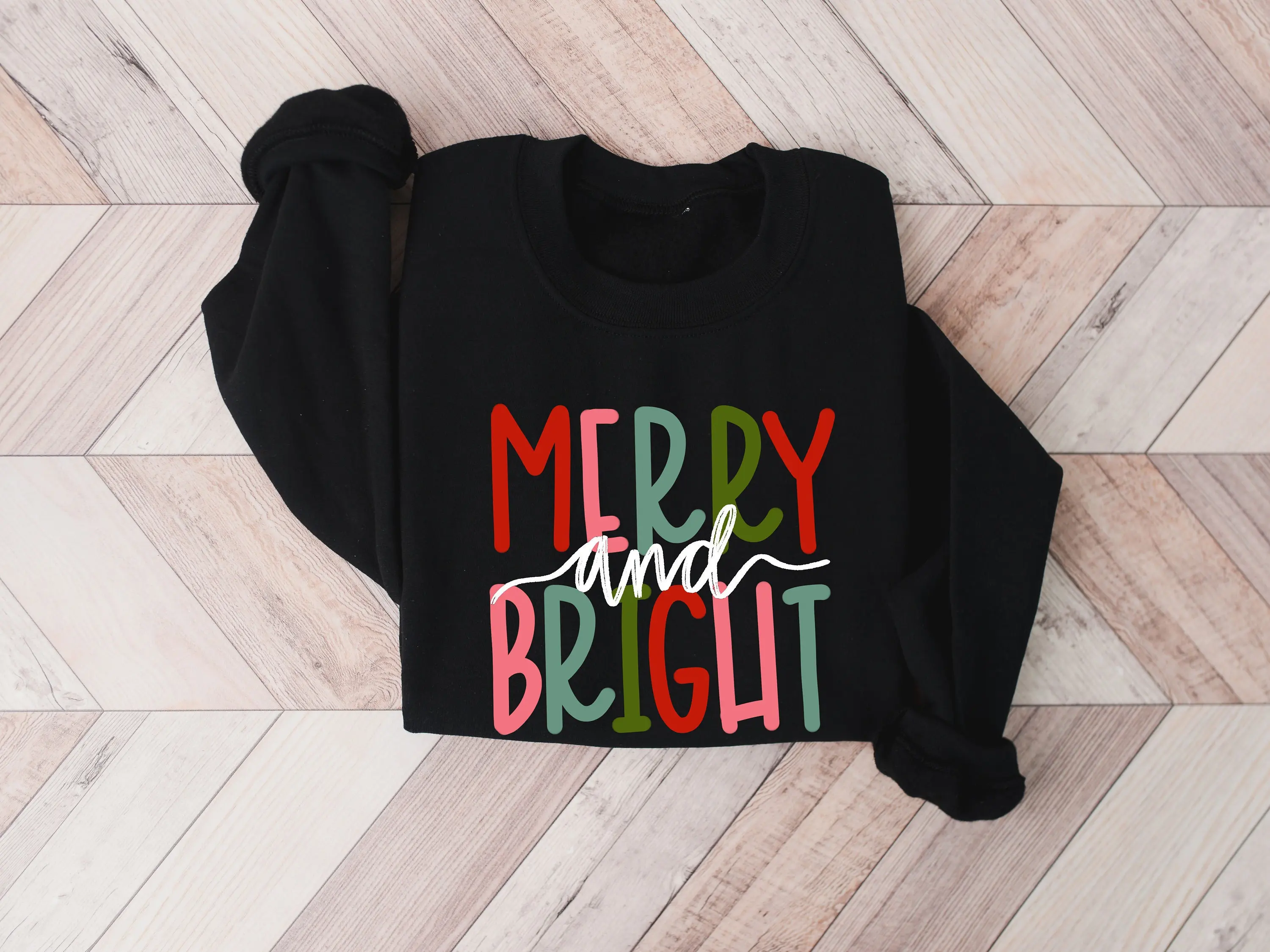 Hot Sale Fashion Christmas Clothes Merry and Bright Sweatshirt Best Sisters Christmas Sweatshirt  Winter Christmas Clothes Women