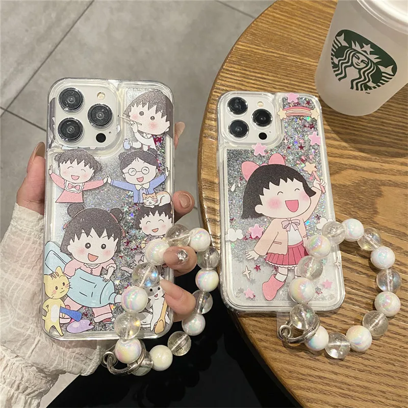 Cute Cartoon Girl colleen liquid quicksand Phone Case for iPhone 11 12 13 14 15 16 Pro Max 16pro 11promax Miniso Cover