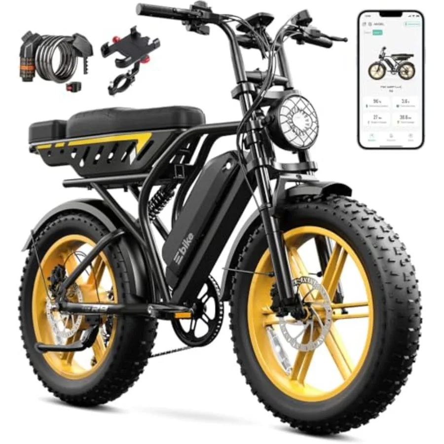 

Electric Bike for Adults 1500W Peak 20 Fat Tire All-Terrain E-Bike 60/130 Miles 28 MPH with 48V 15/30 AH Battery Tested to UL 2