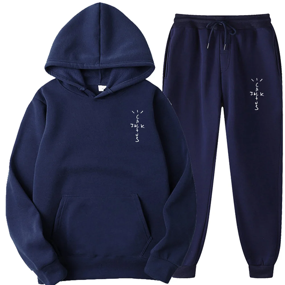 Tracksuit Sets Men/Women  Casual Fleece Warm Hoodies Pants 2 Pieces Men Long Sleeve Sports Suit Men Pullover Hoodies Sportswear