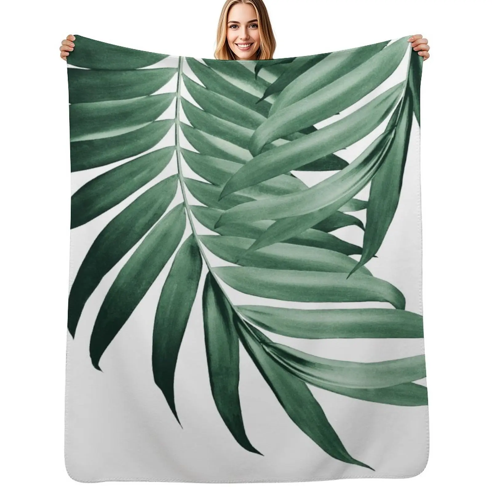 Palm Leaves Tropical Green Vibes #4 #tropical #decor #art Throw Blanket Lightweight Warm Blanket for Indoor Outdoor Use