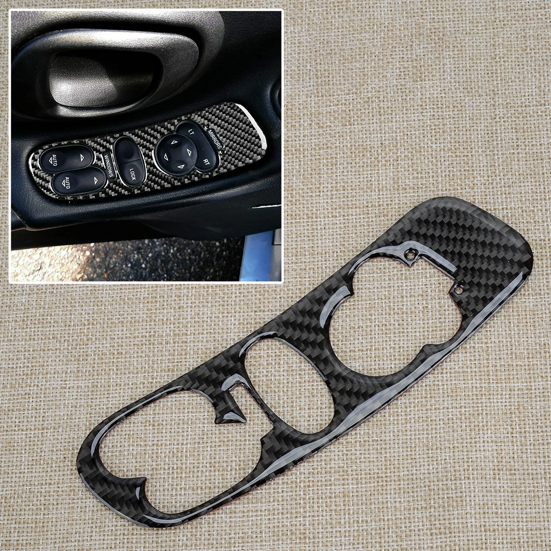 

Наклейка на панель переключателя управления передней левой дверью и окном, углеродное волокно, левый руль, подходит для Chevrolet Corvette C5 1998-2004, 2 отверстия