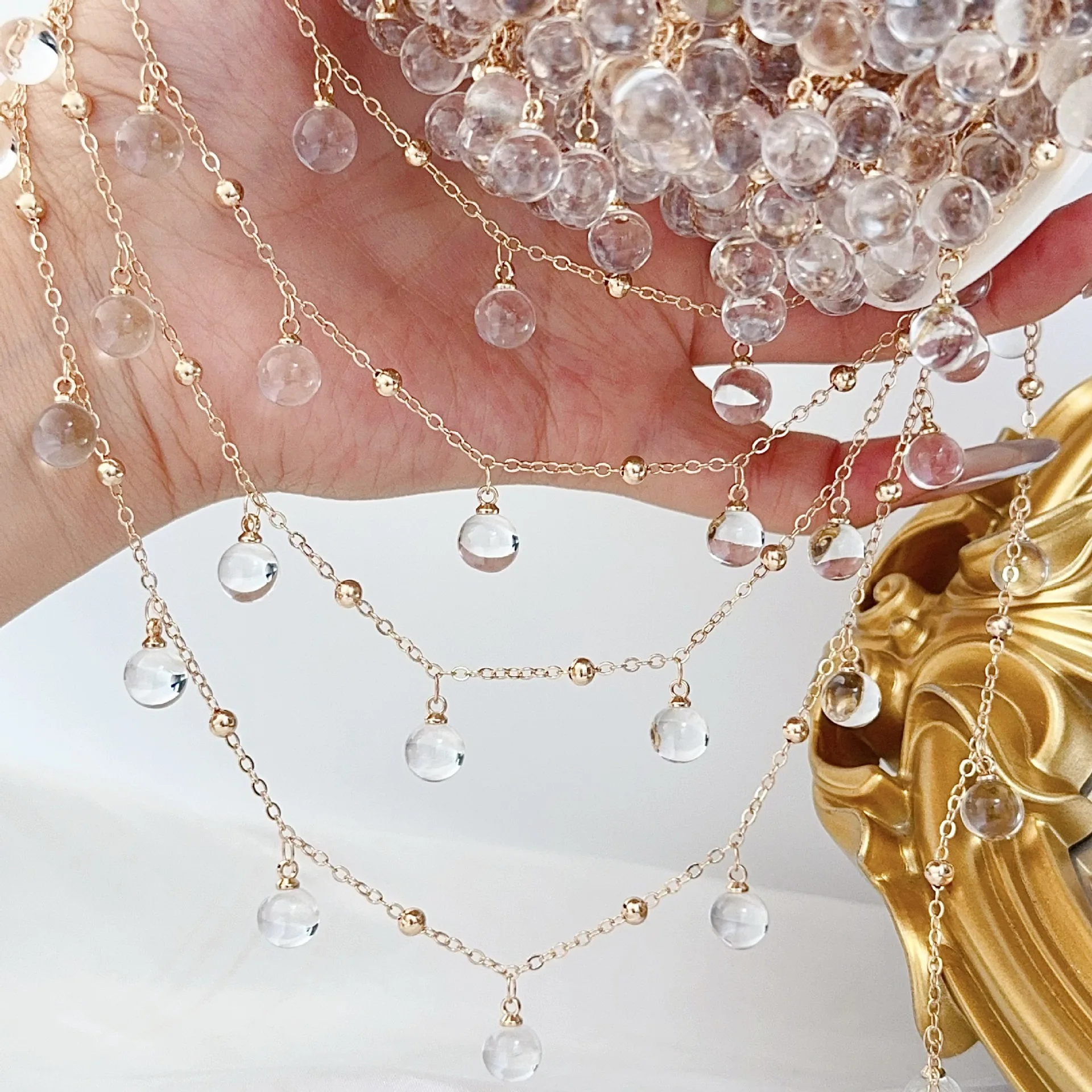 1Meter Transparent Round Glass Beads Chains Crystal Chain DIY Women Necklace Bracelet Fashion Jewelry Making Accessorie Supplies