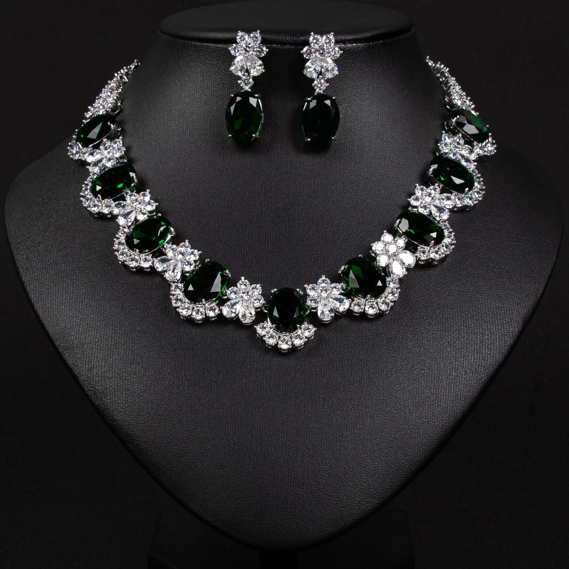 Lindo super brilhante aaa zircônia lágrima colar brincos feminino conjunto de jóias vestido festa nupcial acessórios de casamento M-295