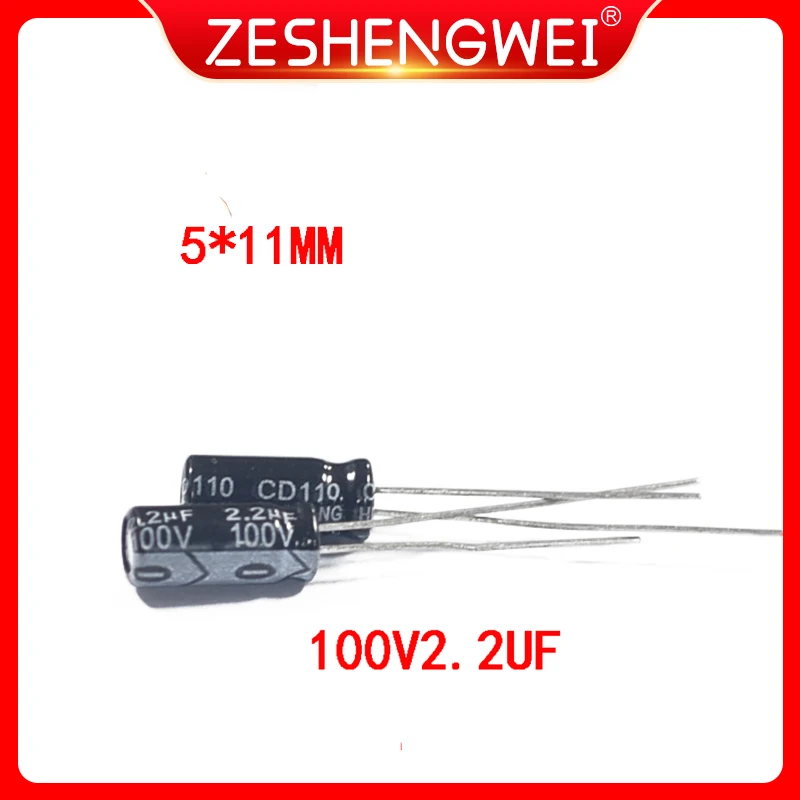 

50PCS 100V 2.2UF Aluminum Electrolytic Capacitor 2.2UF 100V 5*11mm NEW Electrolytic Capacitor Size：5x11