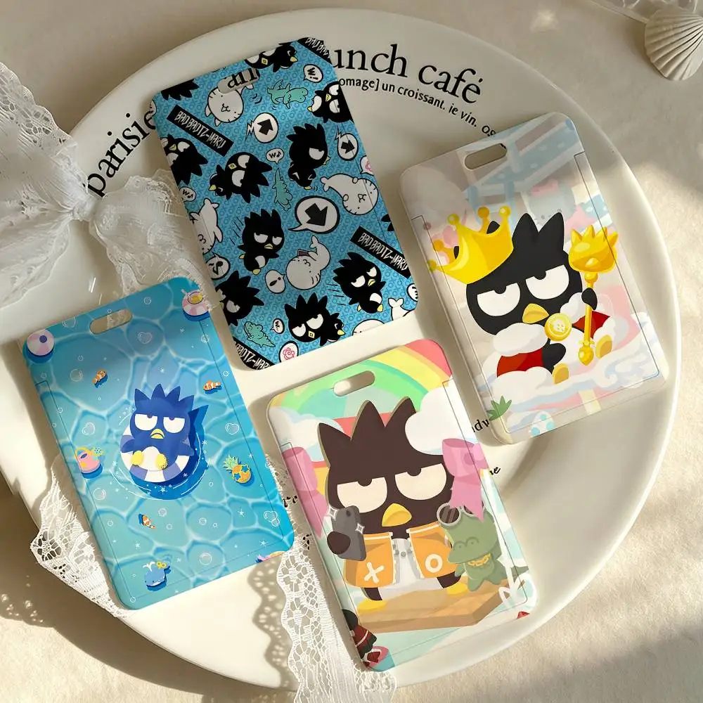 Cute Bad Badtz-Maru 1 Card Holder, Leather Card Storage Box, Key Chain, Access Tag Holder, ID Card Holder, Key Chain