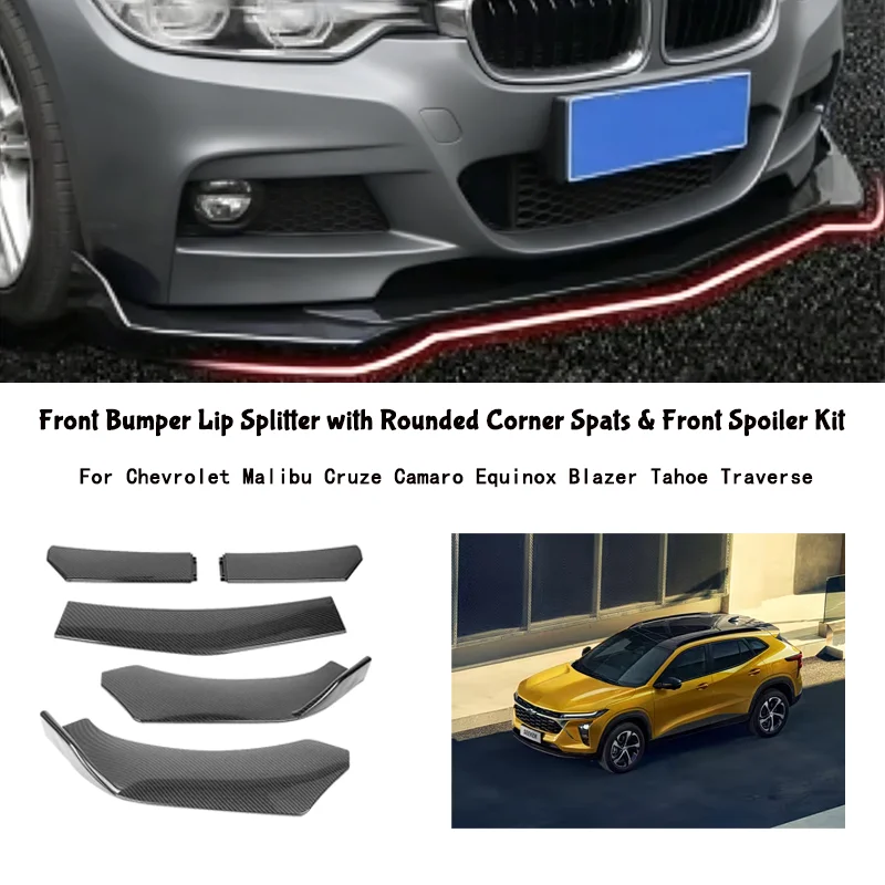 5-Segment Adjustable Front Bumper Lip Splitter Body Kit For Chevrolet Malibu Cruze Camaro Equinox Blazer Tahoe Traverse